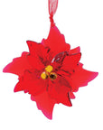 RJ Legend Mini Poinsettia Ornaments, Christmas Decorations, Christmas Tree Decor, Acrylic Flower Decor, 2 Assorted