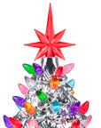 RJ Legend Handcrafted Ceramic Tree, Cordless with LED Bulbs - 9" Silver