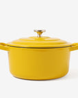 RJ Legend 1.9 Quart Cast Iron Pot, Enameled Cast Iron Pot, Dutch Oven Pot, Non-Stick, Round Braiser with Loop Handles, Mustard Yellow