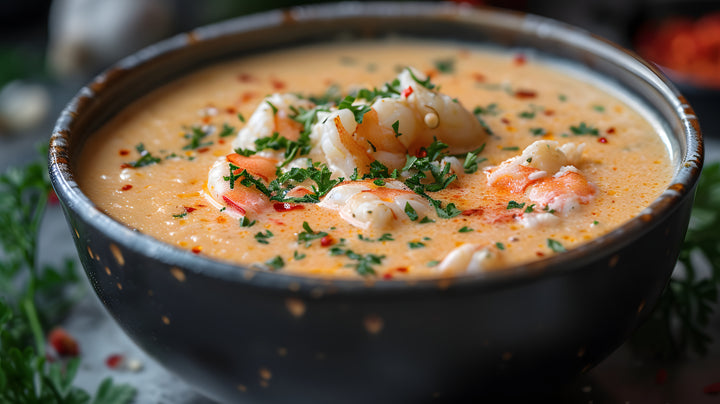 Cheers to a Sparking New Beginning – A Keto Friendly Twist on the Traditional Lobster Bisque in a Dutch Oven Pot!