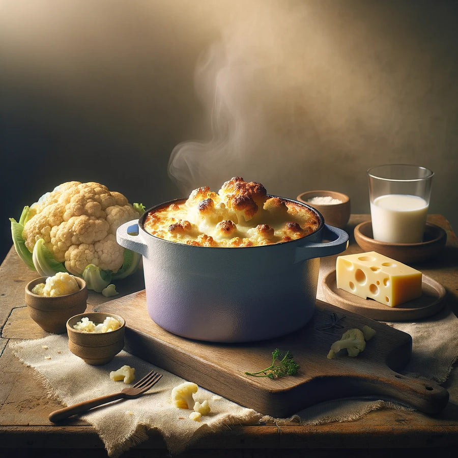 Baked Cauliflower and Cheese in RJ Legend Mini Dutch Oven Pots