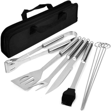 RJ Legend 9-Piece Premium Stainless Steel BBQ Grill Set for Men with Storage Case – Ultimate Gift for Dad, Husband, Grill Masters