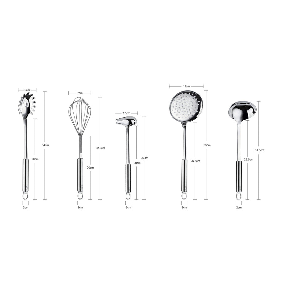 RJ Legend 304 Stainless Steel Kitchen Cooking Utensil Set - 5PCS