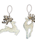 RJ Legend Graceful Reindeer Ornaments, Small Holiday Decoration, Metal Christmas Decorations, Hanging Winter Decorations, 2 Assorted