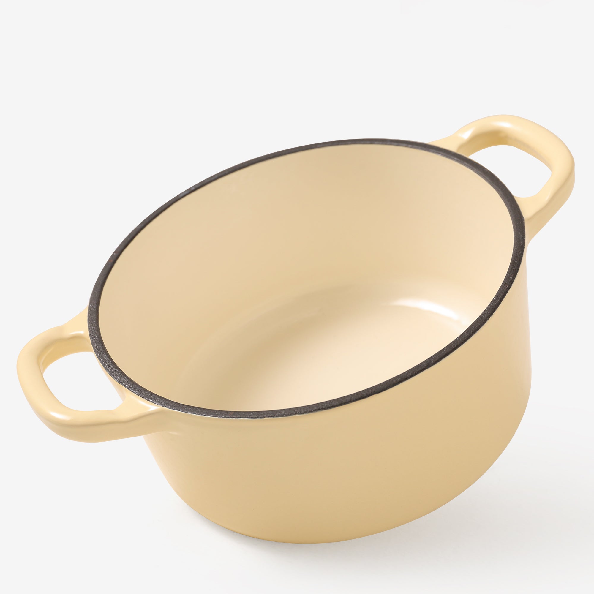 RJ Legend 1.9 Quart Cast Iron Pot, Enameled Cast Iron Pot, Dutch Oven Pot, Non-Stick, Round Braiser with Loop Handles, Beige