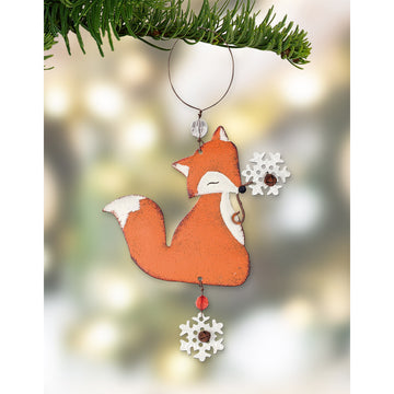 RJ Legend Fox Ornament Tree Christmas Decorations, Metal Ornaments, Small Cute Holiday Ornament, Hanging Winter Decorations