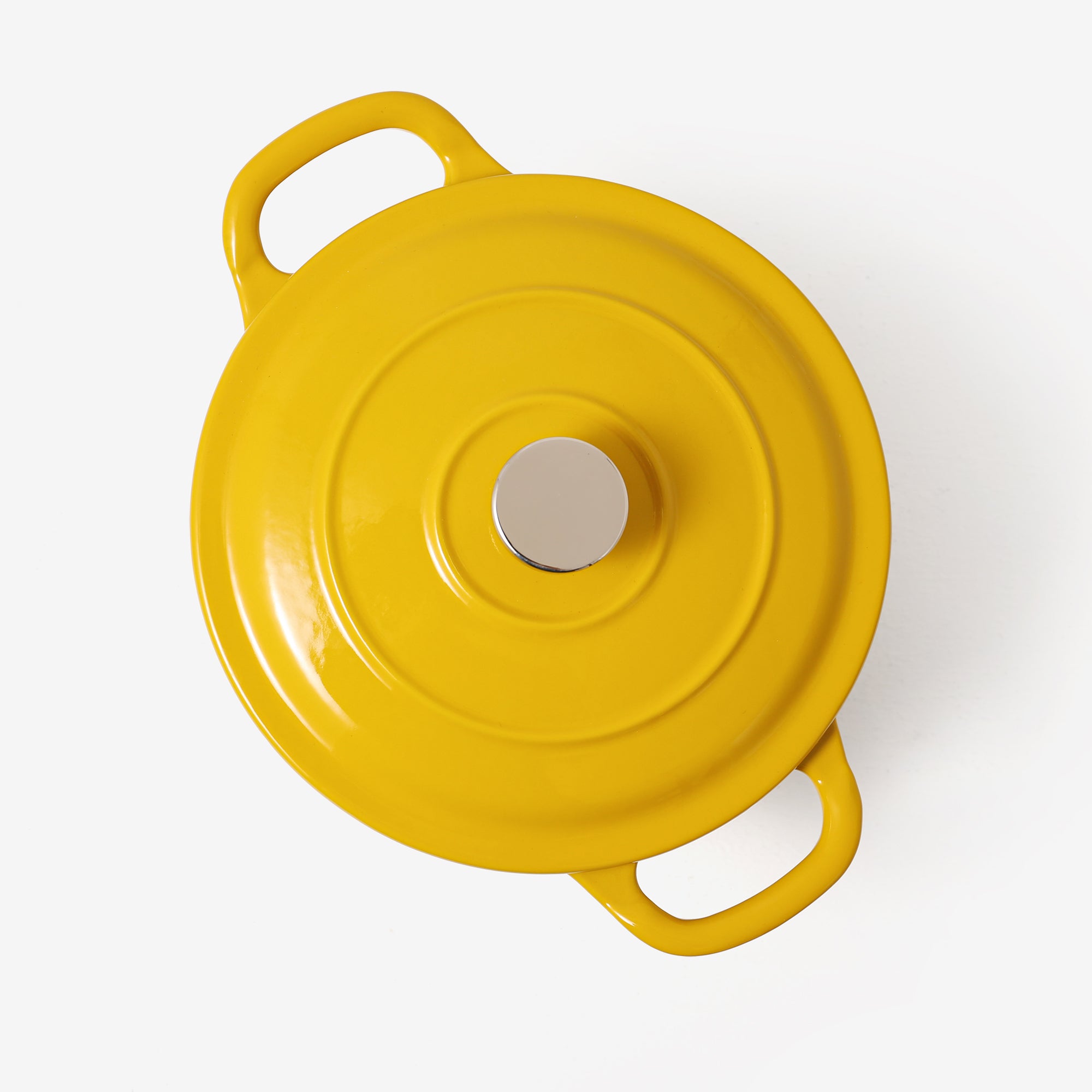 RJ Legend 1.9 Quart Cast Iron Pot, Enameled Cast Iron Pot, Dutch Oven Pot, Non-Stick, Round Braiser with Loop Handles, Mustard Yellow