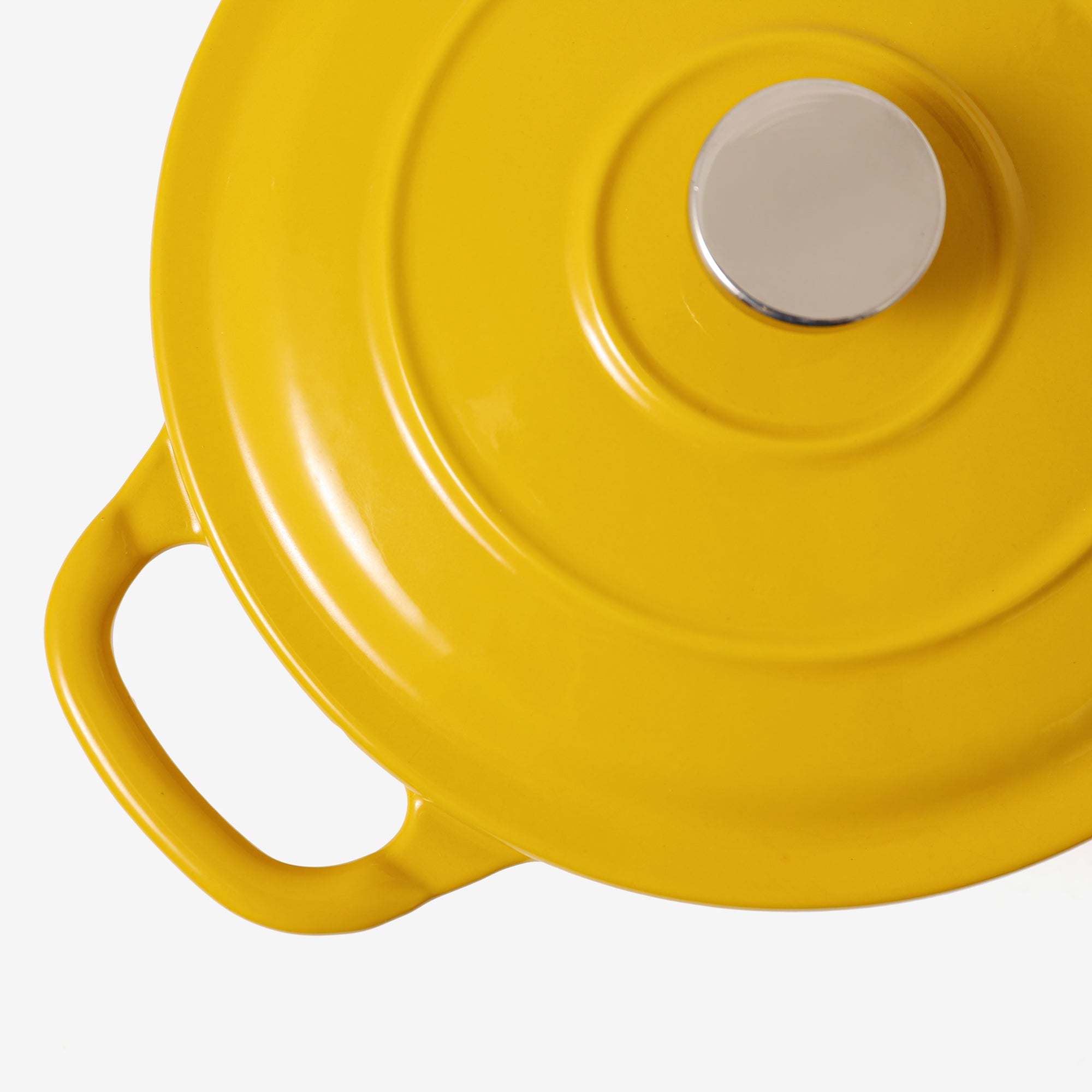 RJ Legend 1.9 Quart Cast Iron Pot, Enameled Cast Iron Pot, Dutch Oven Pot, Non-Stick, Round Braiser with Loop Handles, Mustard Yellow
