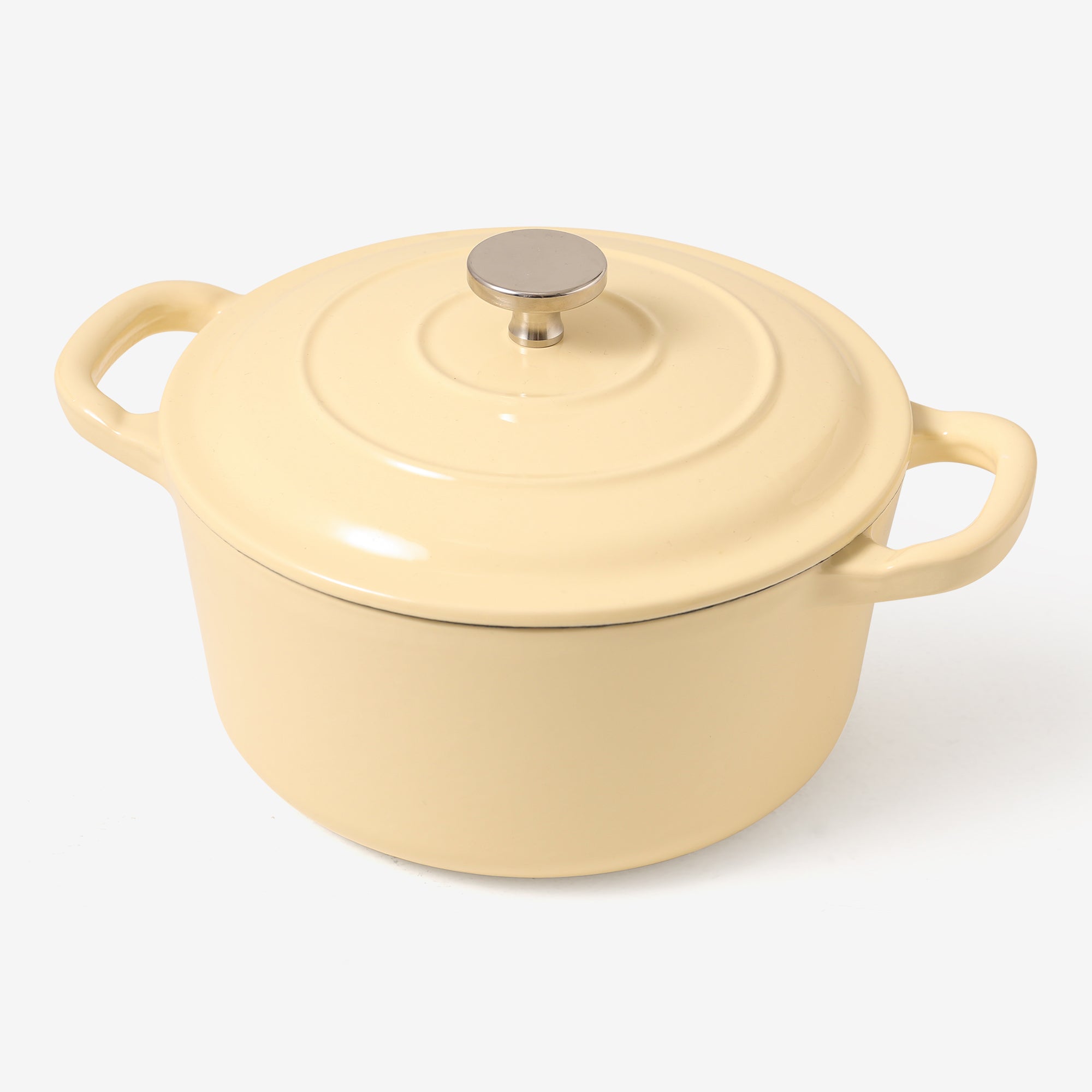 RJ Legend 1.9 Quart Cast Iron Pot, Enameled Cast Iron Pot, Dutch Oven Pot, Non-Stick, Round Braiser with Loop Handles, Beige