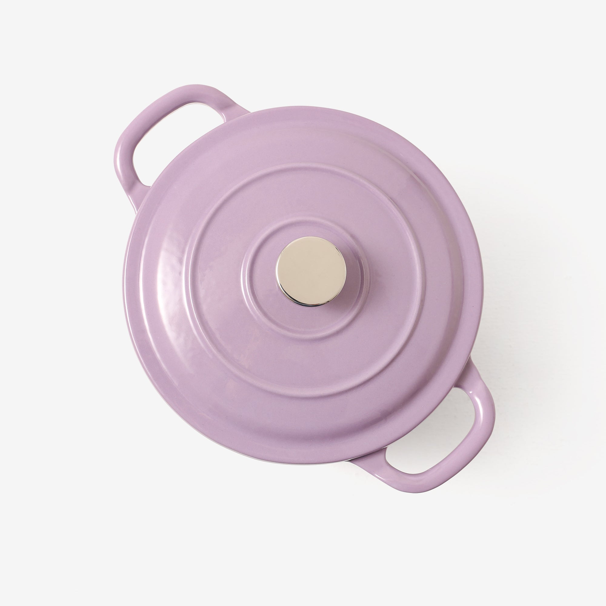 RJ Legend 1.9 Quart Cast Iron Pot, Enameled Cast Iron Pot, Dutch Oven Pot, Non-Stick, Round Braiser with Loop Handles, Purple