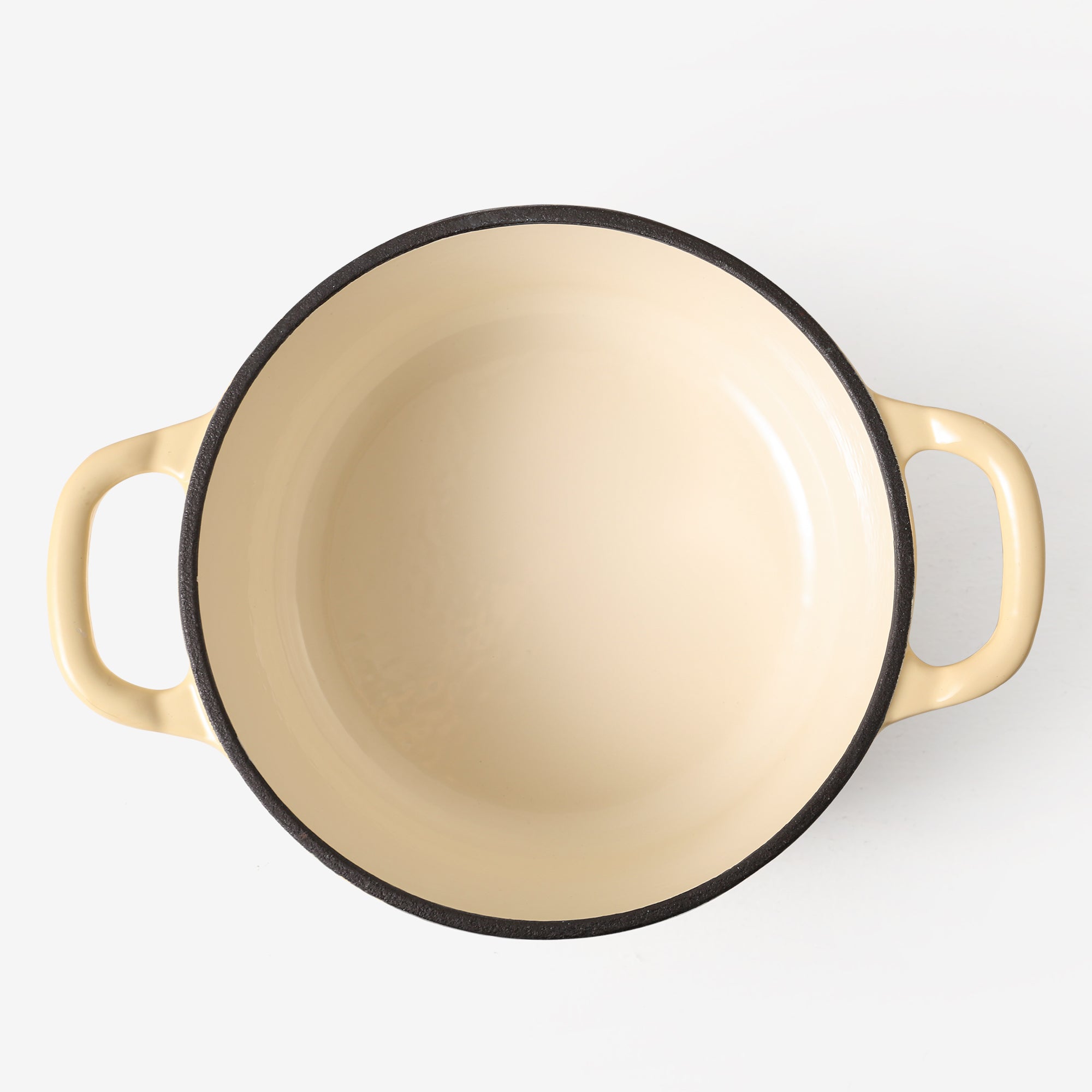 RJ Legend 1.9 Quart Cast Iron Pot, Enameled Cast Iron Pot, Dutch Oven Pot, Non-Stick, Round Braiser with Loop Handles, Beige