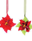RJ Legend Mini Poinsettia Ornaments, Christmas Decorations, Christmas Tree Decor, Acrylic Flower Decor, 2 Assorted