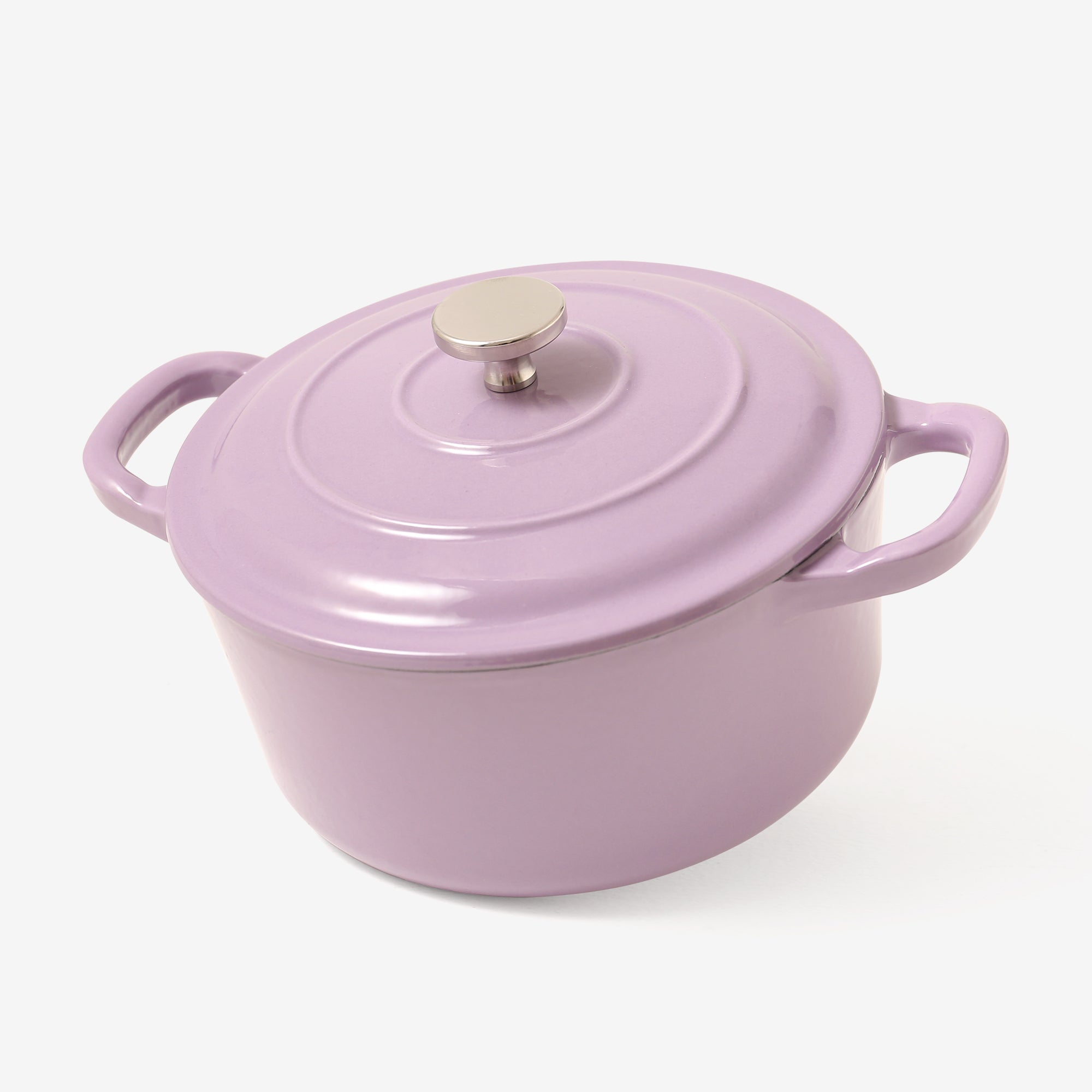RJ Legend 1.9 Quart Cast Iron Pot, Enameled Cast Iron Pot, Dutch Oven Pot, Non-Stick, Round Braiser with Loop Handles, Purple