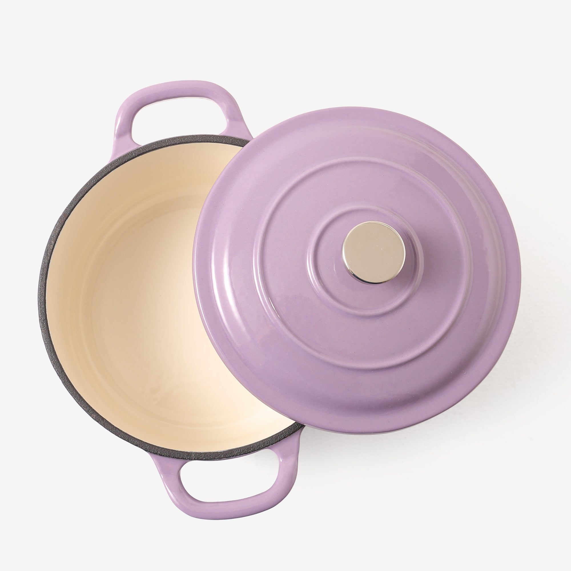 RJ Legend 1.9 Quart Cast Iron Pot, Enameled Cast Iron Pot, Dutch Oven Pot, Non-Stick, Round Braiser with Loop Handles, Purple