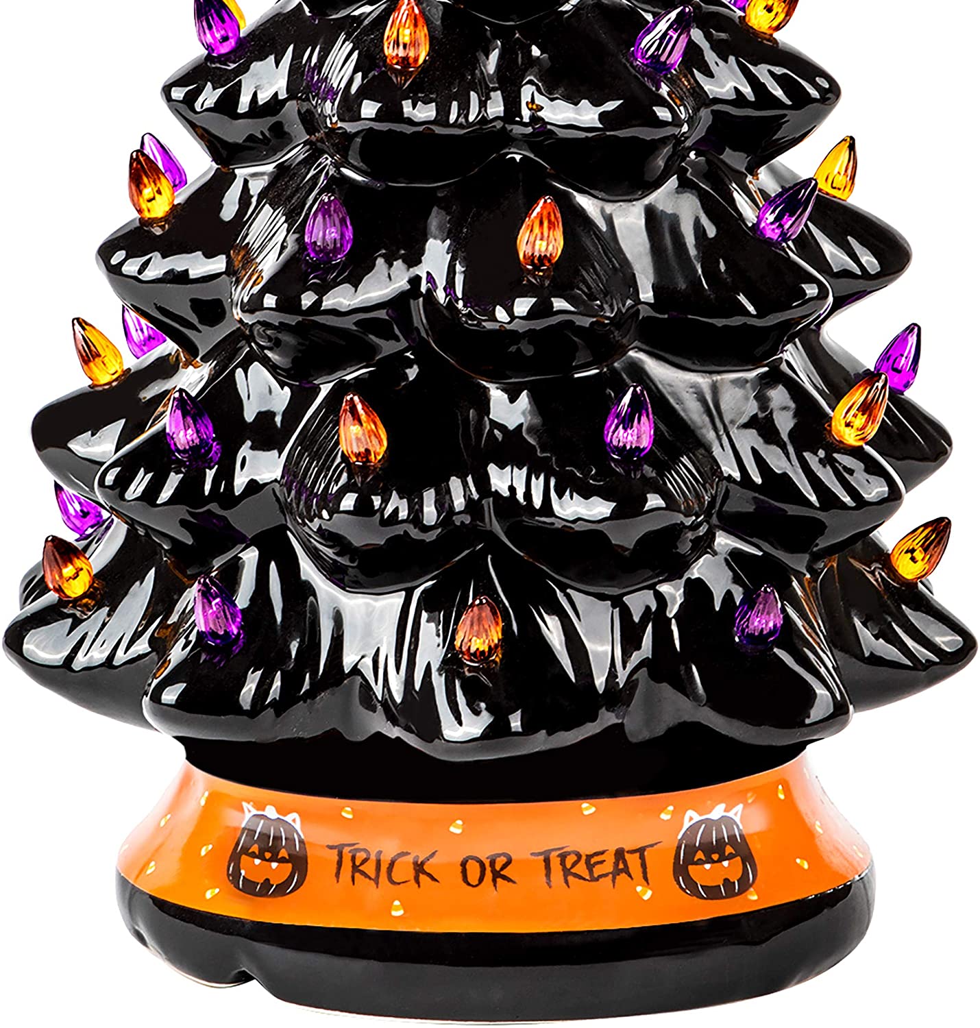 RJ Legend Halloween Ceramic Tree 2PC Set 15" & 9" with LED Lights
