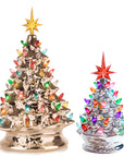 RJ Legend Ceramic Tree, Cordless with Multicolor LEDs, 2pcs Set - 15" & 9"