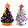 RJ Legend Handcrafted Ceramic Trees, Cordless with LEDs, Set of 2