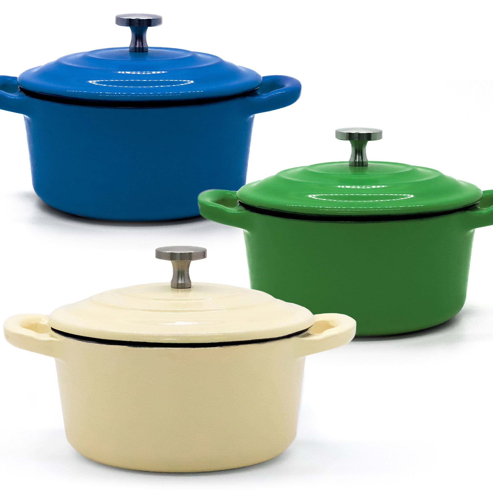 RJ Legend Mini Dutch Oven Pot, Round Cocotte, 5.5-Inch - 8.5 oz, 2Pcs and 3Pcs Set