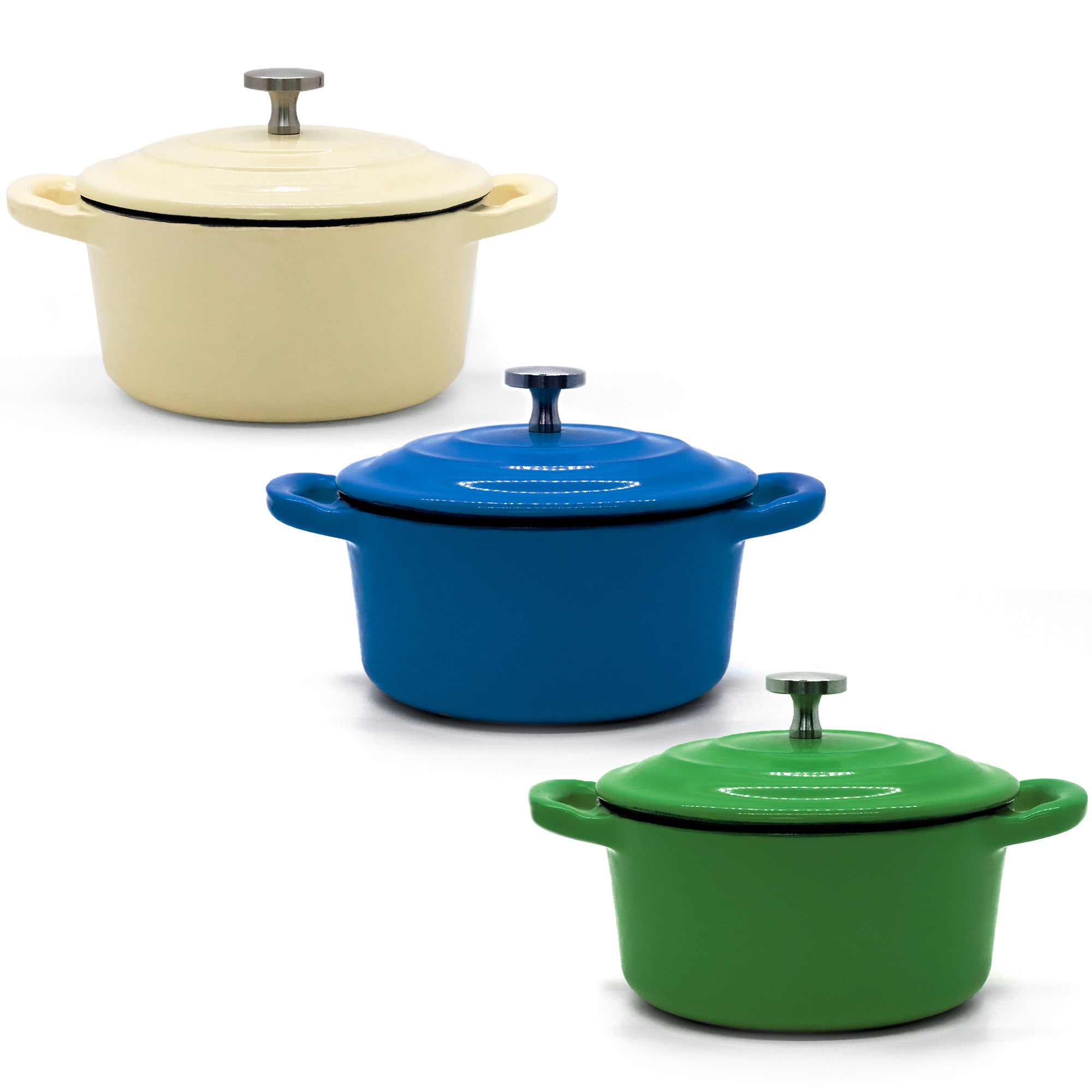 RJ Legend Mini Dutch Oven Pot, Round Cocotte, 5.5-Inch - 8.5 oz, 2Pcs and 3Pcs Set