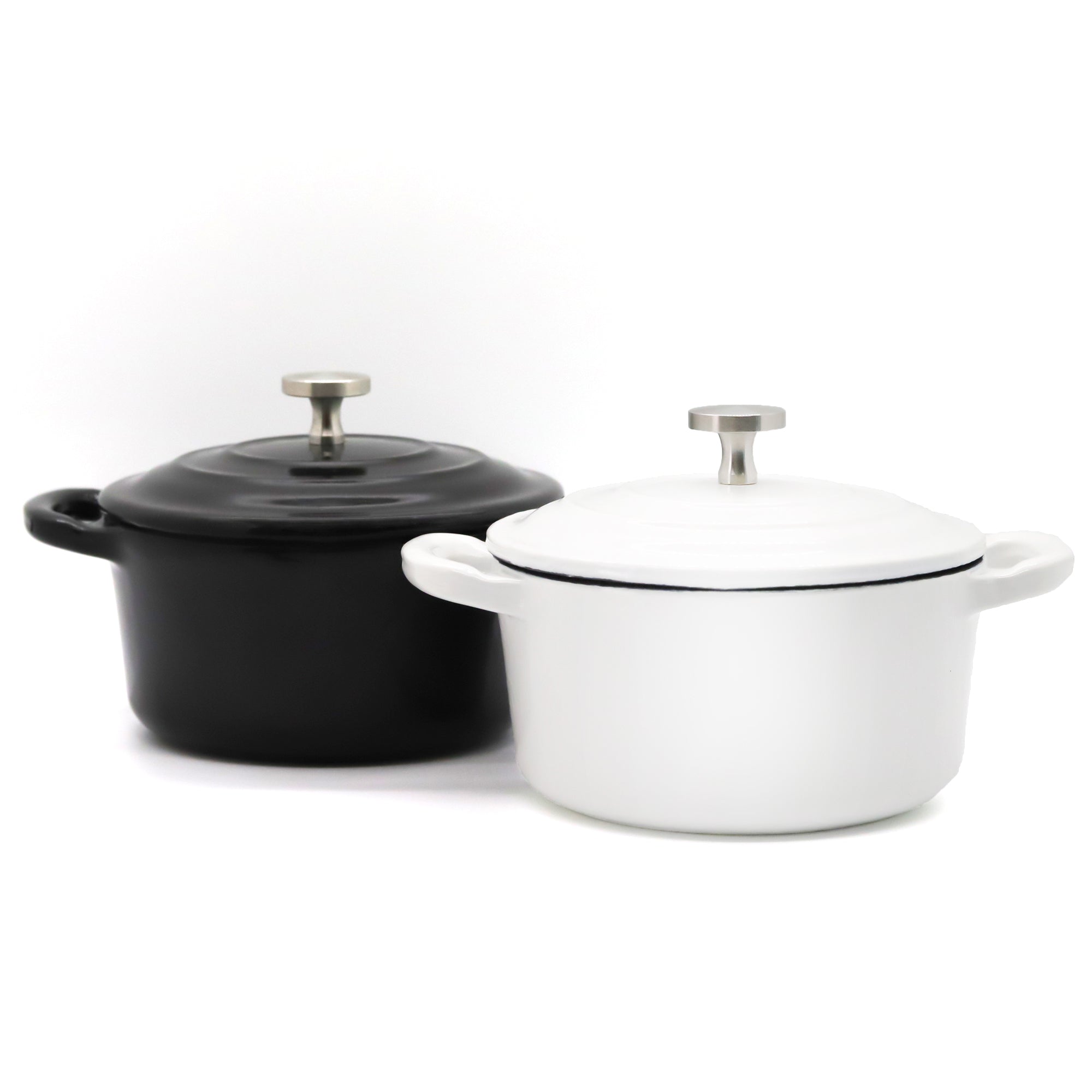 RJ Legend Mini Dutch Oven Pot, Round Cocotte, 5.5-Inch - 8.5 oz, 2Pcs and 3Pcs Set