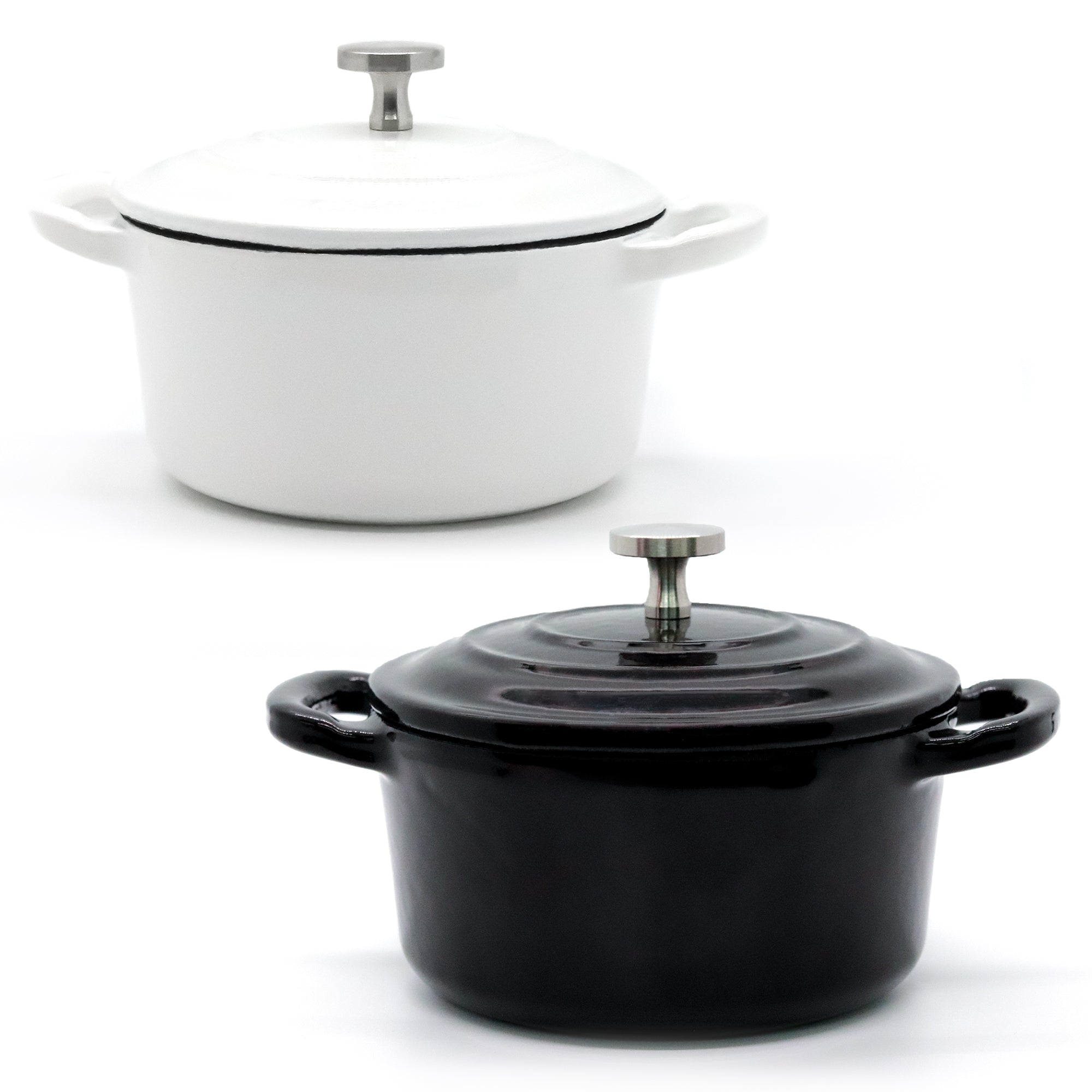 RJ Legend Mini Dutch Oven Pot, Round Cocotte, 5.5-Inch - 8.5 oz, 2Pcs and 3Pcs Set