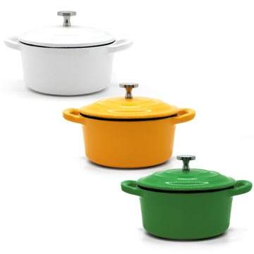 RJ Legend Mini Dutch Oven Pot, Round Cocotte, 5.5-Inch - 8.5 oz, 2Pcs and 3Pcs Set