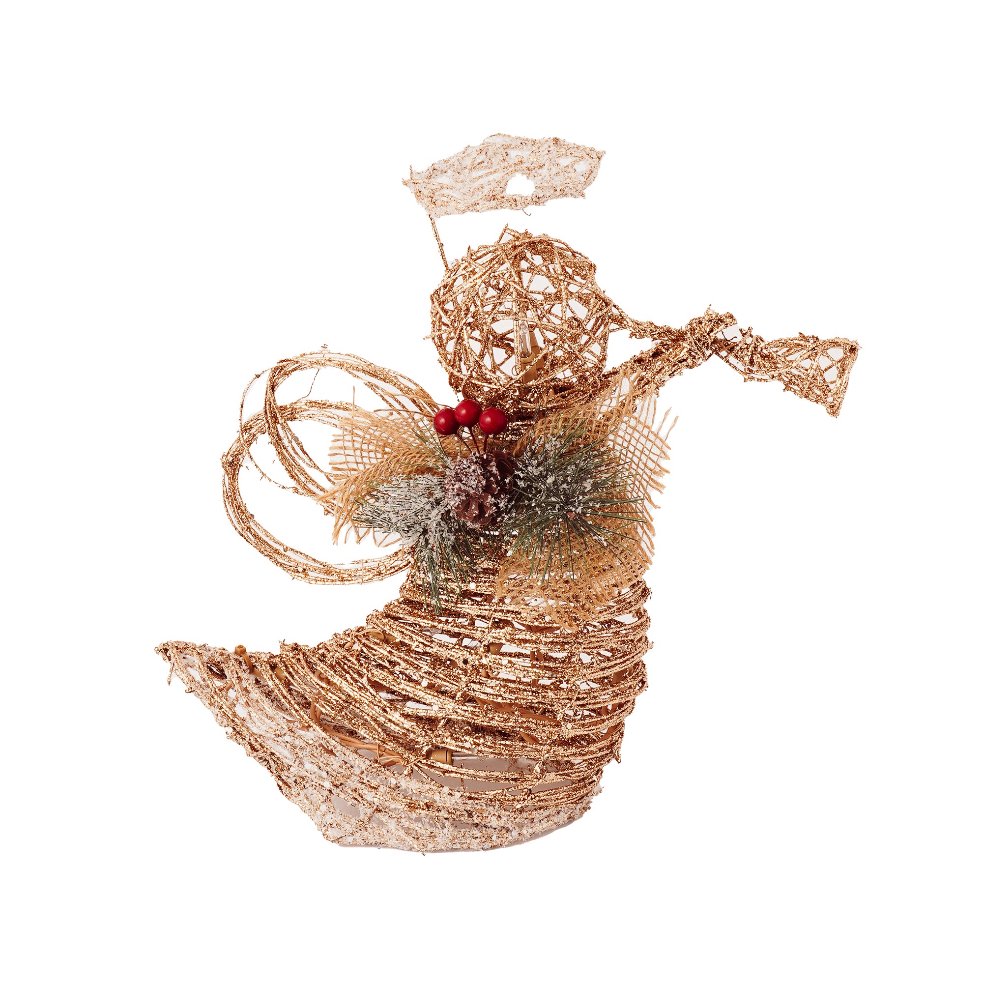 RJ Legend Gold Angel Rattan Decoration Lighted Display For Home, Room and Outdoor Decor, Christmas Decorations