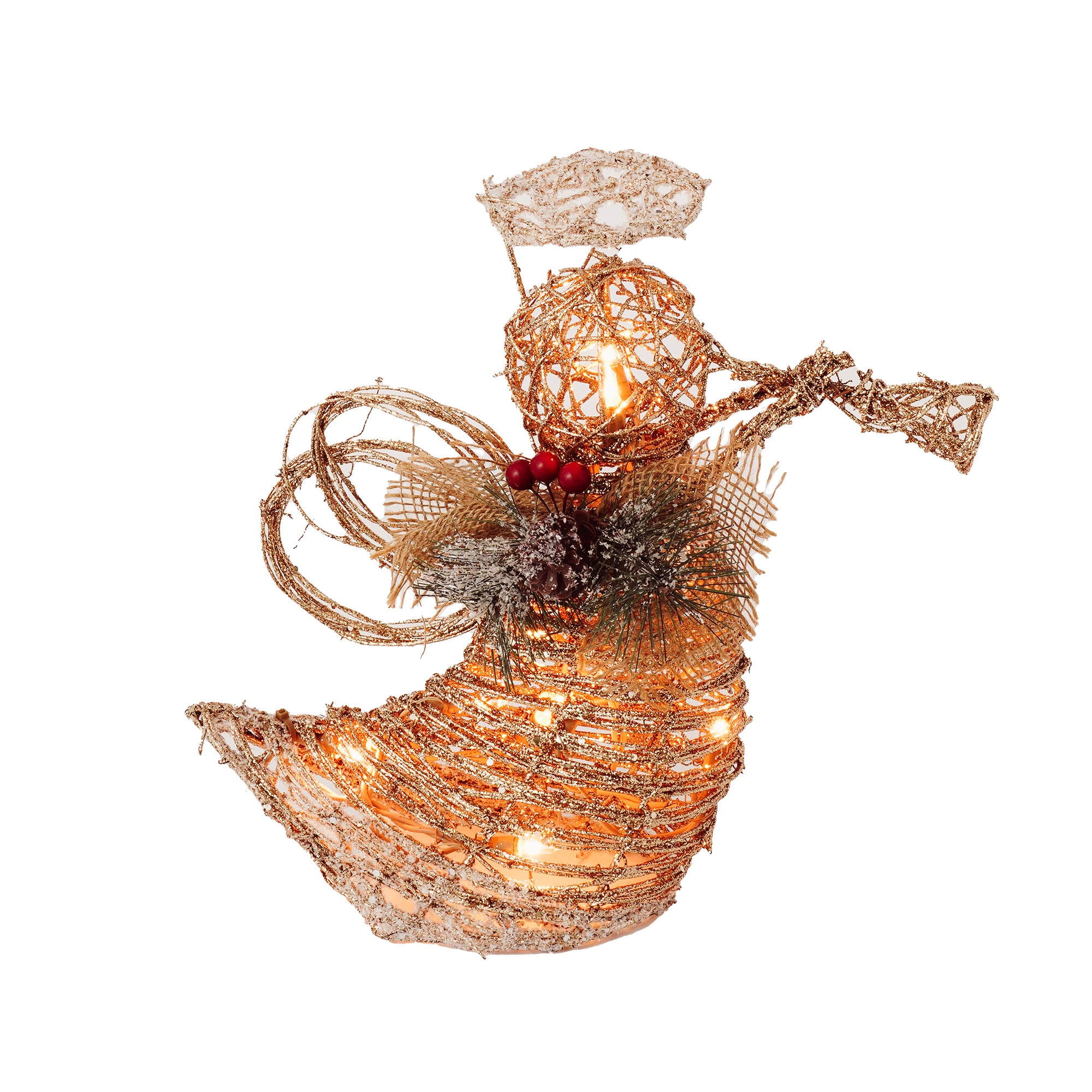 RJ Legend Gold Angel Rattan Decoration Lighted Display For Home, Room and Outdoor Decor, Christmas Decorations