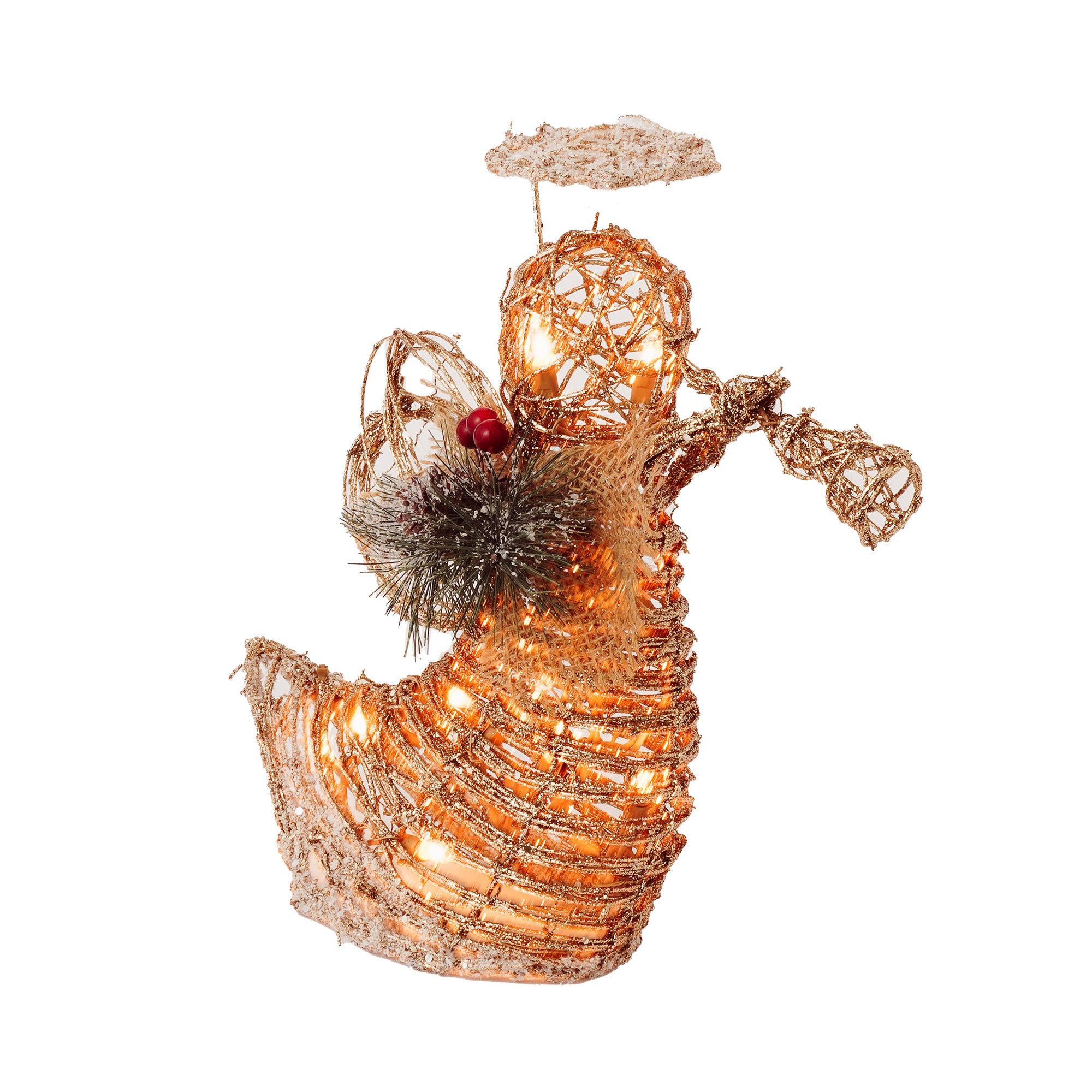 RJ Legend Gold Angel Rattan Decoration Lighted Display For Home, Room and Outdoor Decor, Christmas Decorations