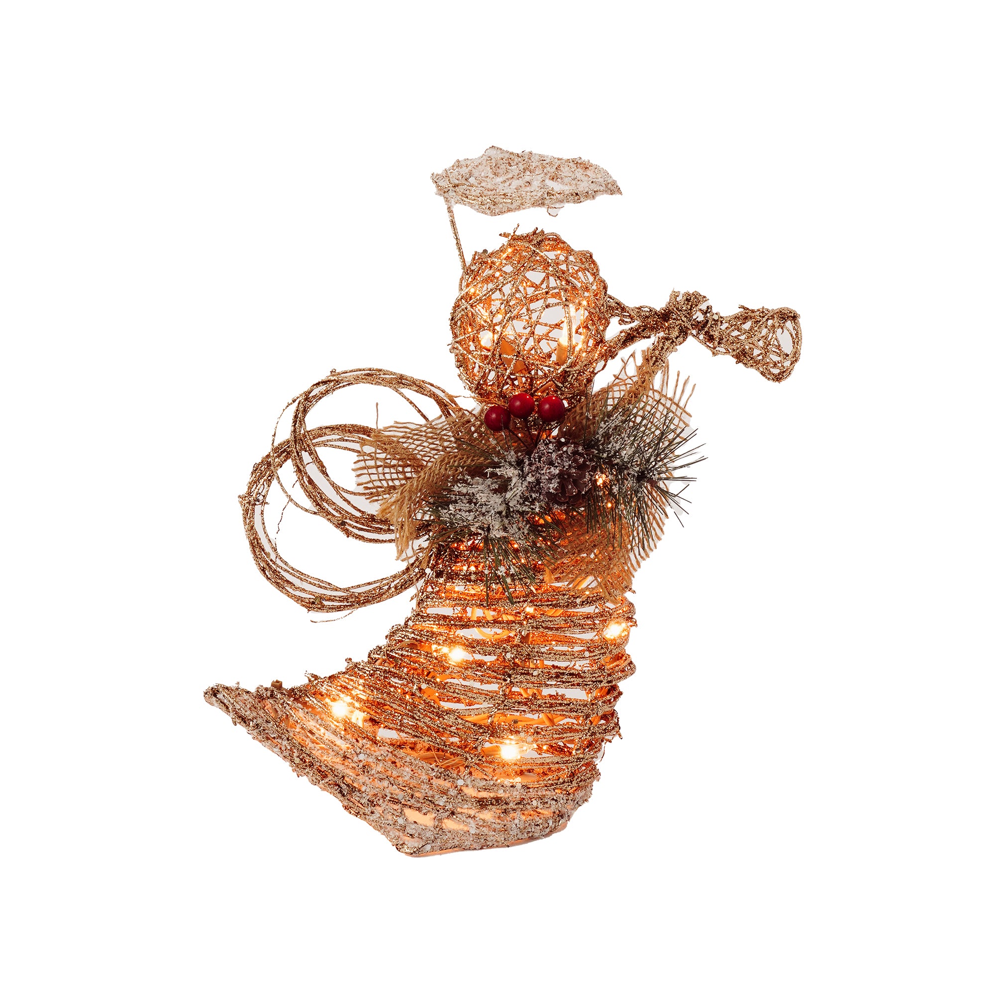 RJ Legend Lighted Gold Angel Rattan Decoration for Christmas