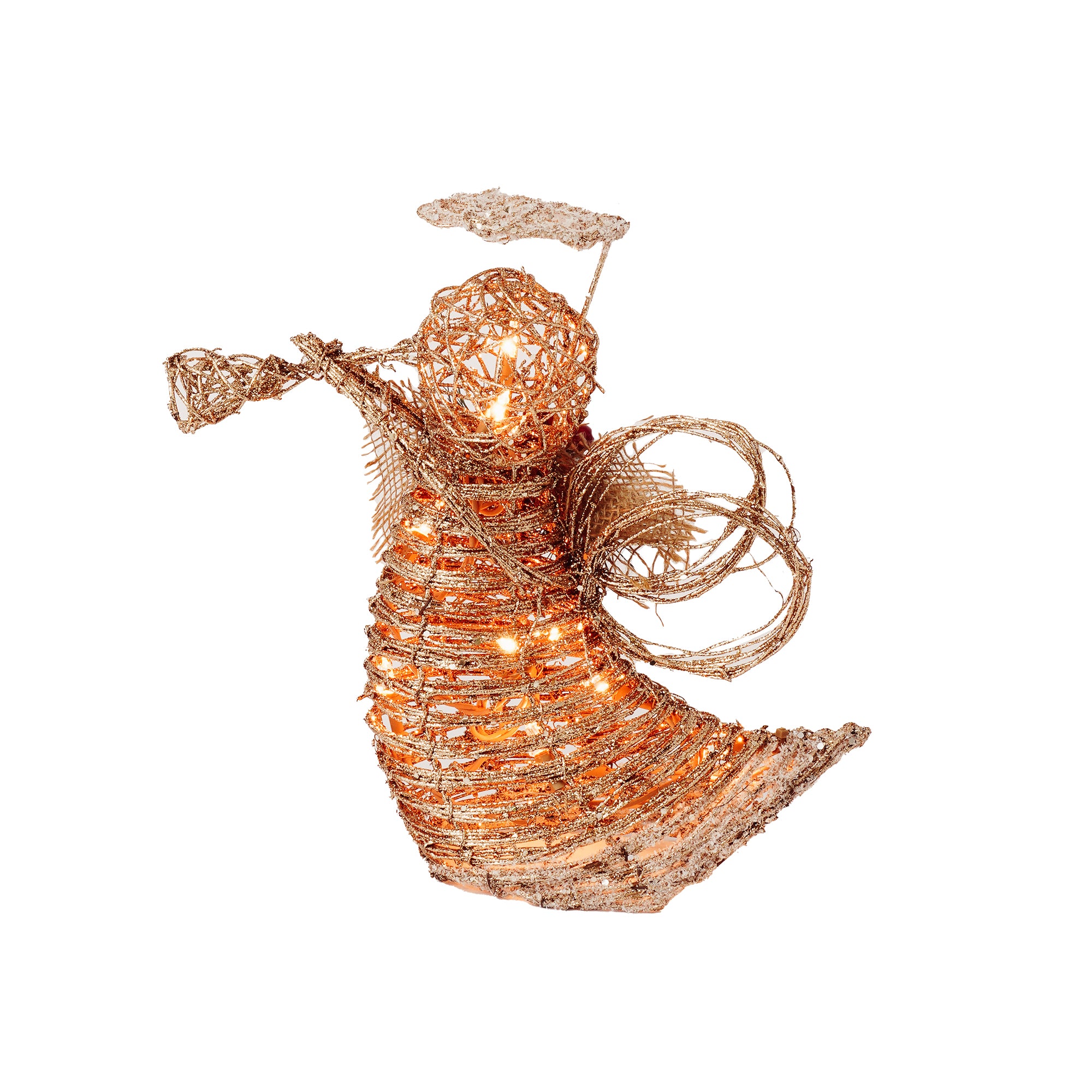 RJ Legend Lighted Gold Angel Rattan Decoration for Christmas