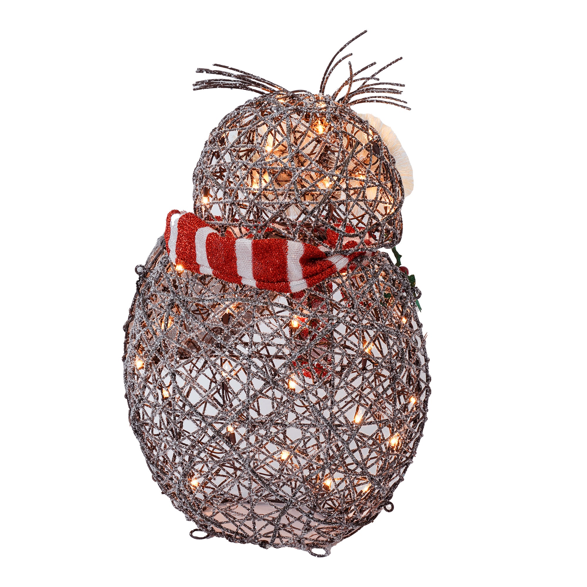 RJ Legend Silver Owl Rattan Decoration Lighted Display Set For Home, Room and Outdoor Decor, Christmas Decorations