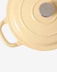 RJ Legend 1.9 Quart Cast Iron Pot, Enameled Cast Iron Pot, Dutch Oven Pot, Non-Stick, Round Braiser with Loop Handles, Beige