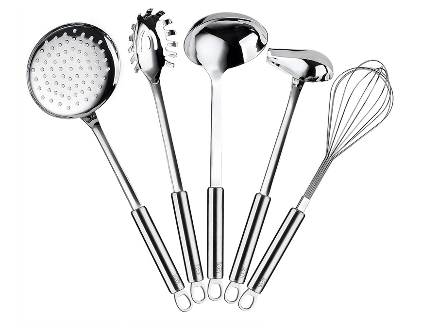 RJ Legend 304 Stainless Steel Kitchen Cooking Utensil Set – 5PCS Polish