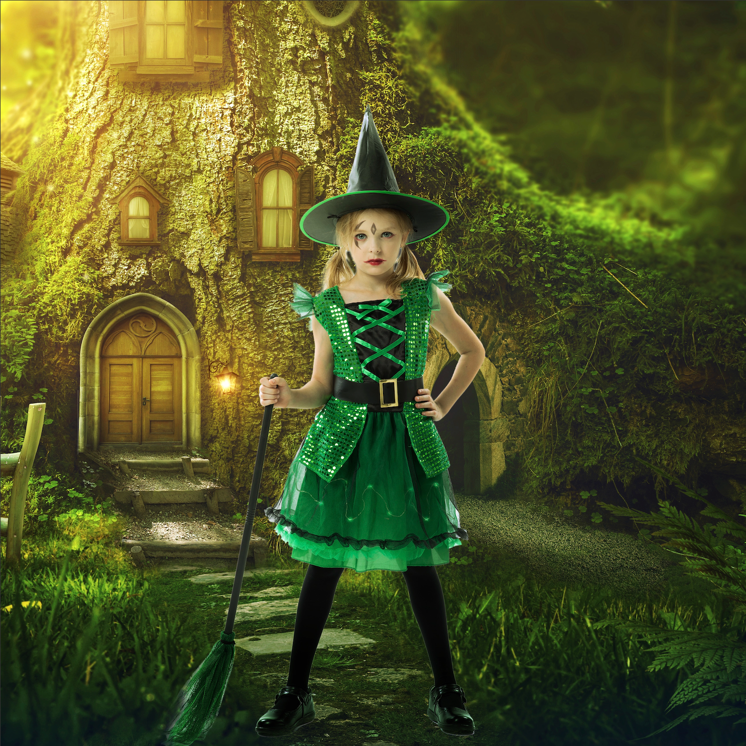 RJ Legend Green Witch Costume - For Girls, Fun Cosplay