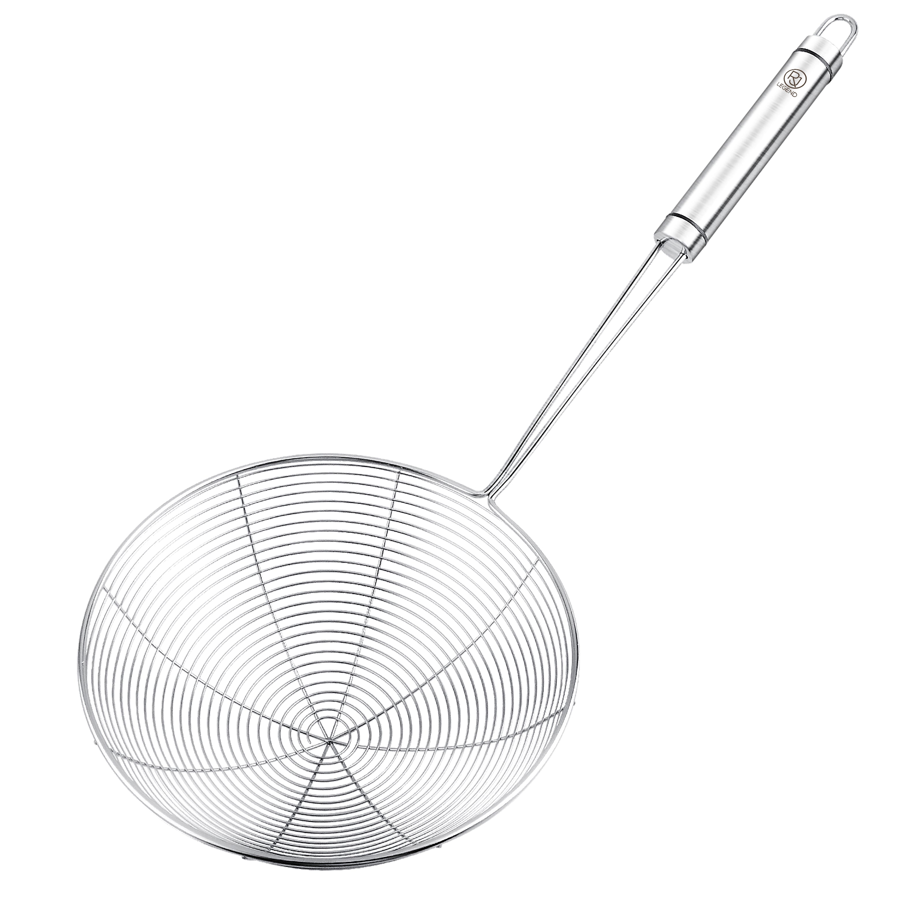 RJ Legend 304 Stainless Steel Pasta Strainer, Mesh Strainer, Oil Skimmer