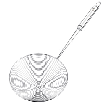 RJ Legend 304 Stainless Steel Pasta Strainer, Mesh Strainer, Oil Skimmer