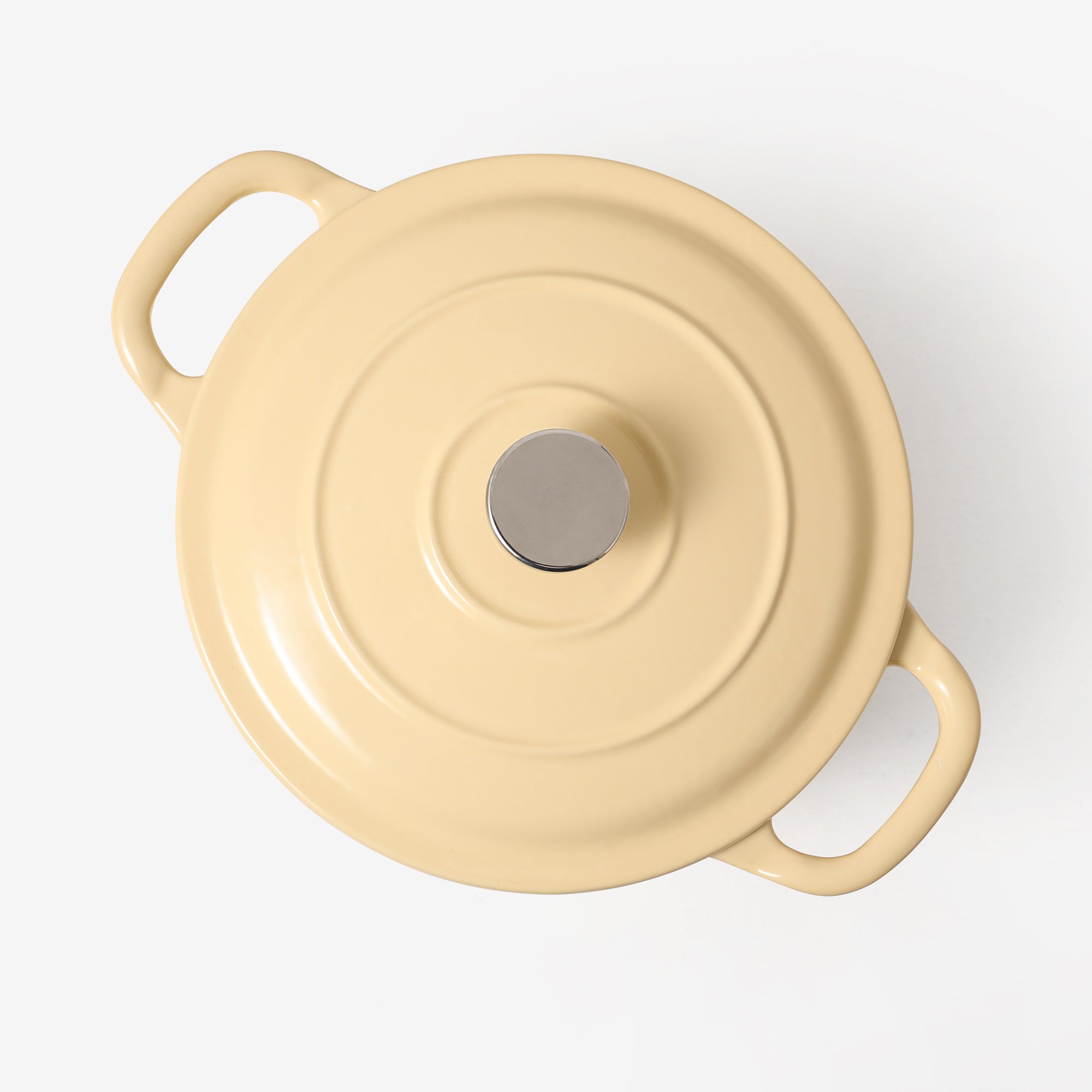 RJ Legend 1.9 Quart Cast Iron Pot, Enameled Cast Iron Pot, Dutch Oven Pot, Non-Stick, Round Braiser with Loop Handles, Beige