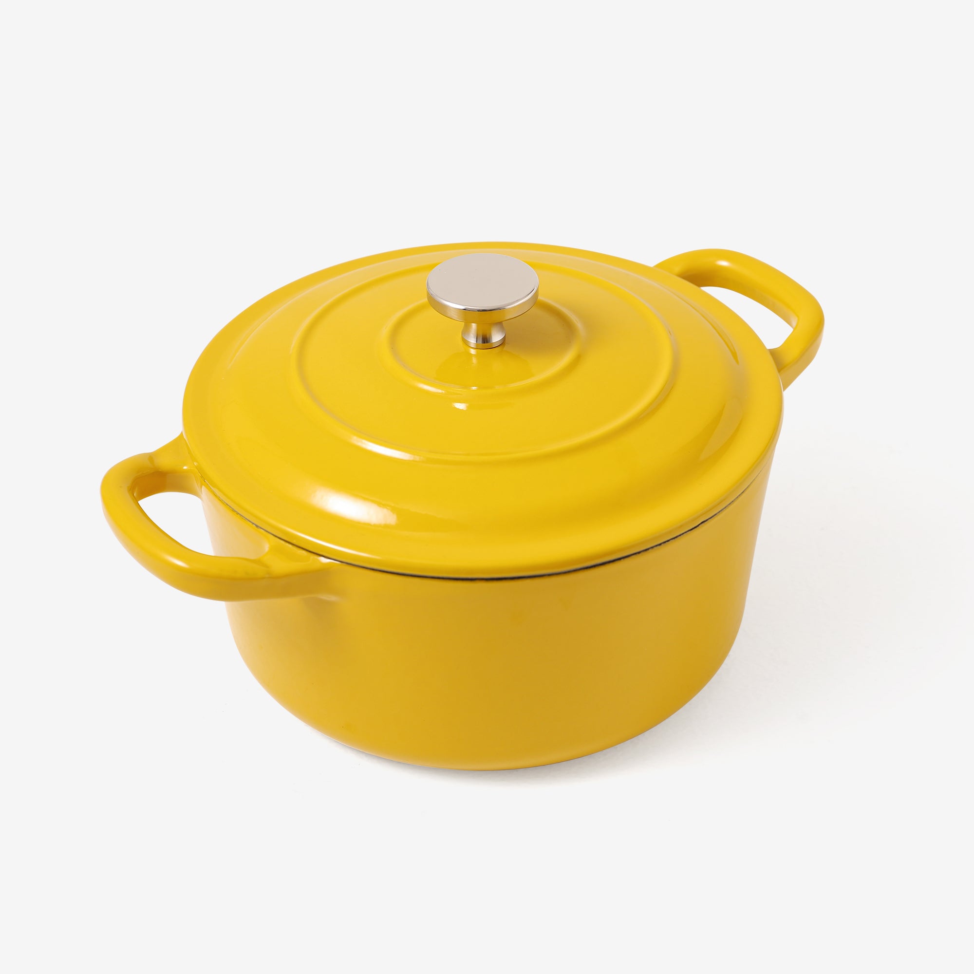 RJ Legend 1.9 Quart Cast Iron Pot, Enameled Cast Iron Pot, Dutch Oven Pot, Non-Stick, Round Braiser with Loop Handles, Mustard Yellow