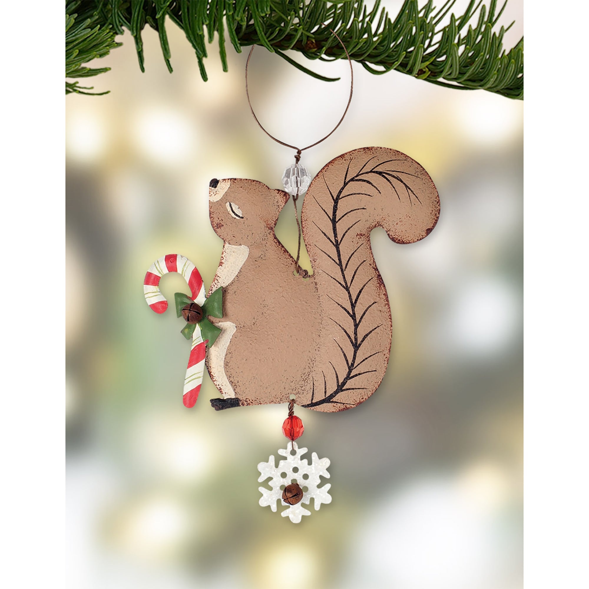 RJ Legend Squirrel Ornament Tree Christmas Decorations, Metal Ornaments, Small Cute Holiday Ornament, Hanging Winter Decorations