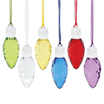 RJ Legend Faceted Christmas Light Bulbs, Acrylic, 6 Assorted