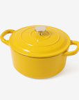 RJ Legend 1.9 Quart Cast Iron Pot, Enameled Cast Iron Pot, Dutch Oven Pot, Non-Stick, Round Braiser with Loop Handles, Mustard Yellow