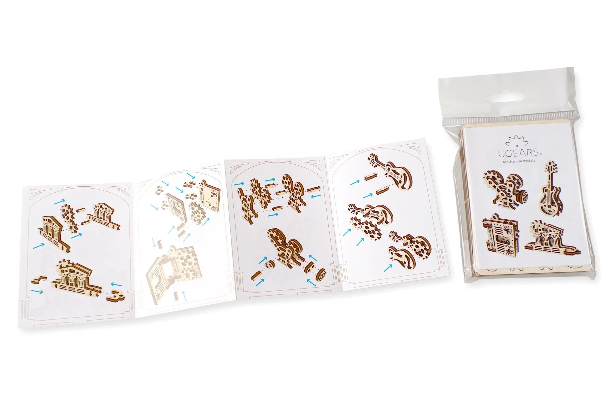 RJ Legend 4 Piece Fidgets Creation Wooden Tribiks Set, Mini 3D Puzzle, DIY Kit, Fidget Toys, Kids and Adults, Self-Assemble Set