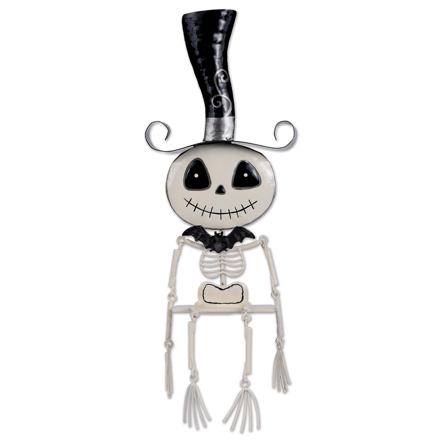 RJ Legend Smiling Skeleton Shelf Sitter, Halloween Decorations, Metal Figure, Table and Ledge Home Decor, Spooky Halloween Ornament