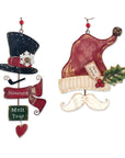 RJ Legend Hat Ornaments, Small Holiday Decoration, Metal Christmas Decorations, Hanging Winter Decorations, 2 Assorted