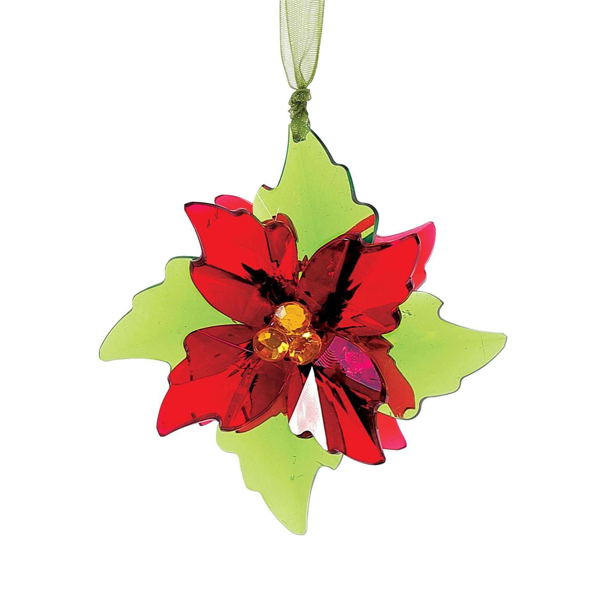 RJ Legend Mini Poinsettia Ornaments, Christmas Decorations, Christmas Tree Decor, Acrylic Flower Decor, 2 Assorted