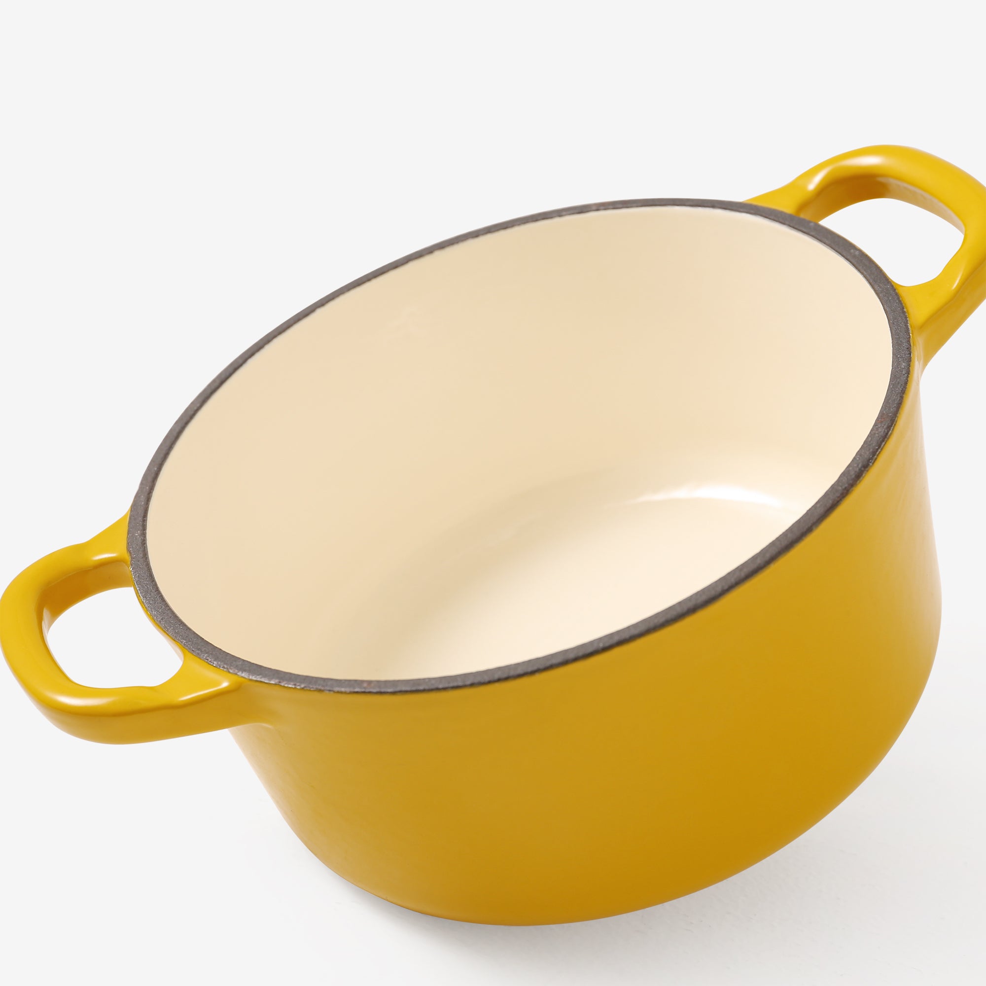 RJ Legend 1.9 Quart Cast Iron Pot, Enameled Cast Iron Pot, Dutch Oven Pot, Non-Stick, Round Braiser with Loop Handles, Mustard Yellow