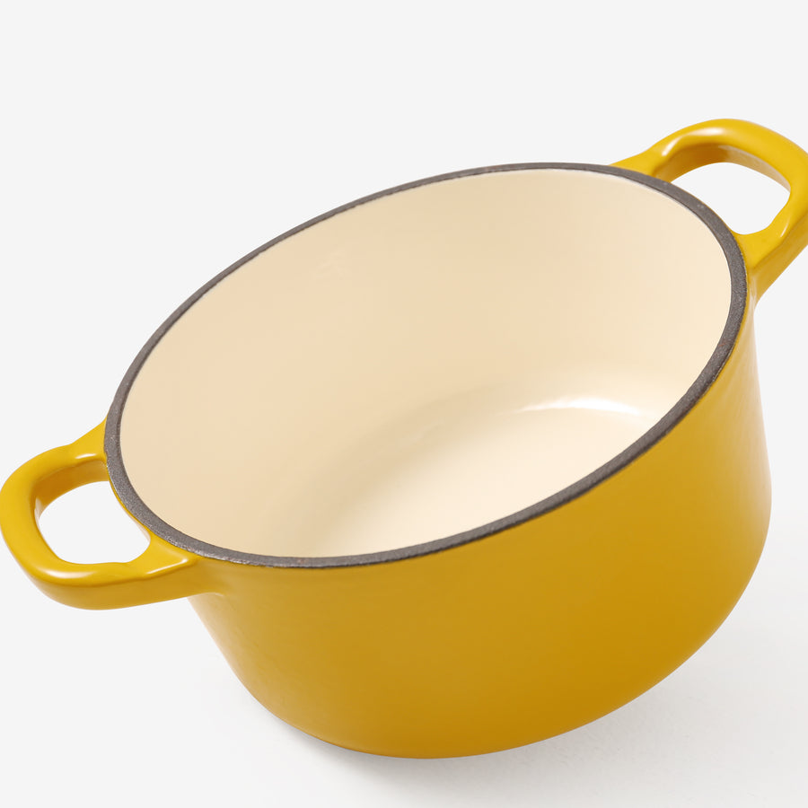 $98.36 RJ Legend 1.4 Liter Mustard Yellow Cast Iron Pot, Enameled Pot with  Handles RJ-POT-YEL-14 RJ Legend
