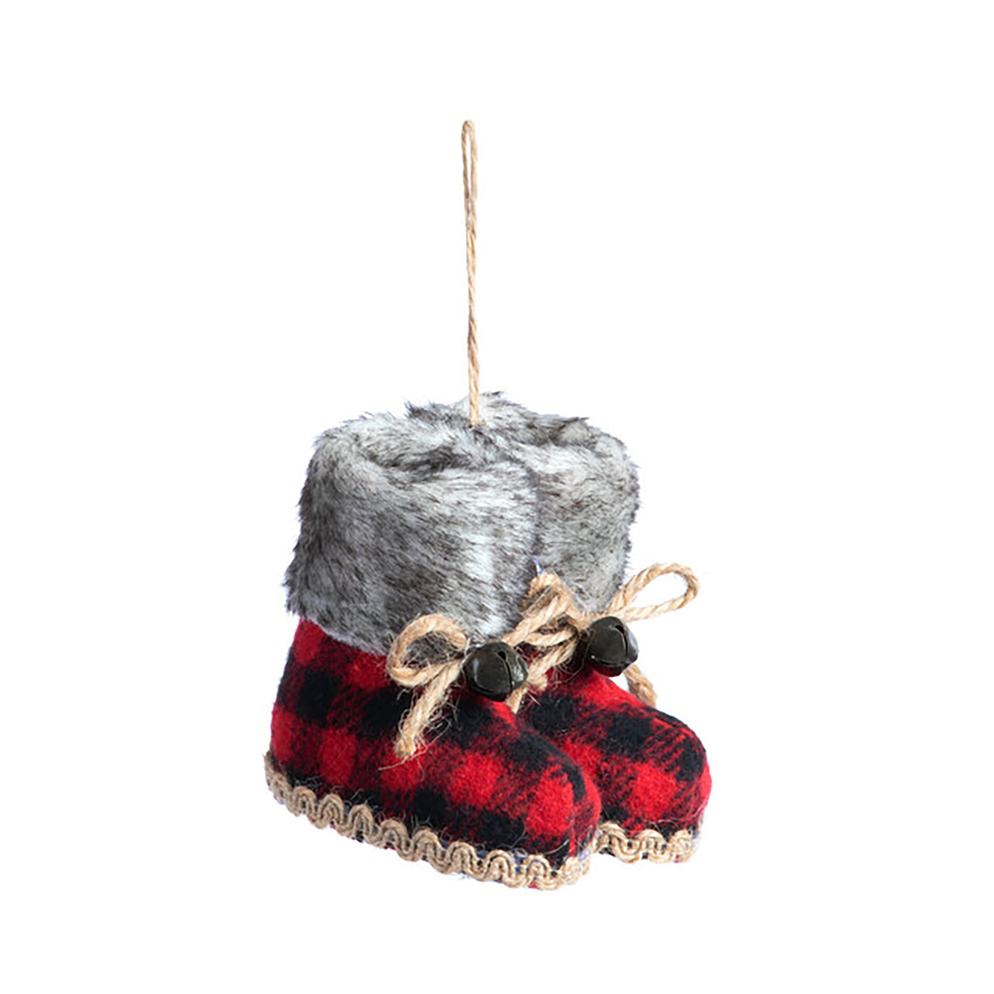 RJ Legend Red Plaid Snow Boots Ornament, Christmas Ornaments, Holiday Decorations, Hanging Decor, Christmas Decor