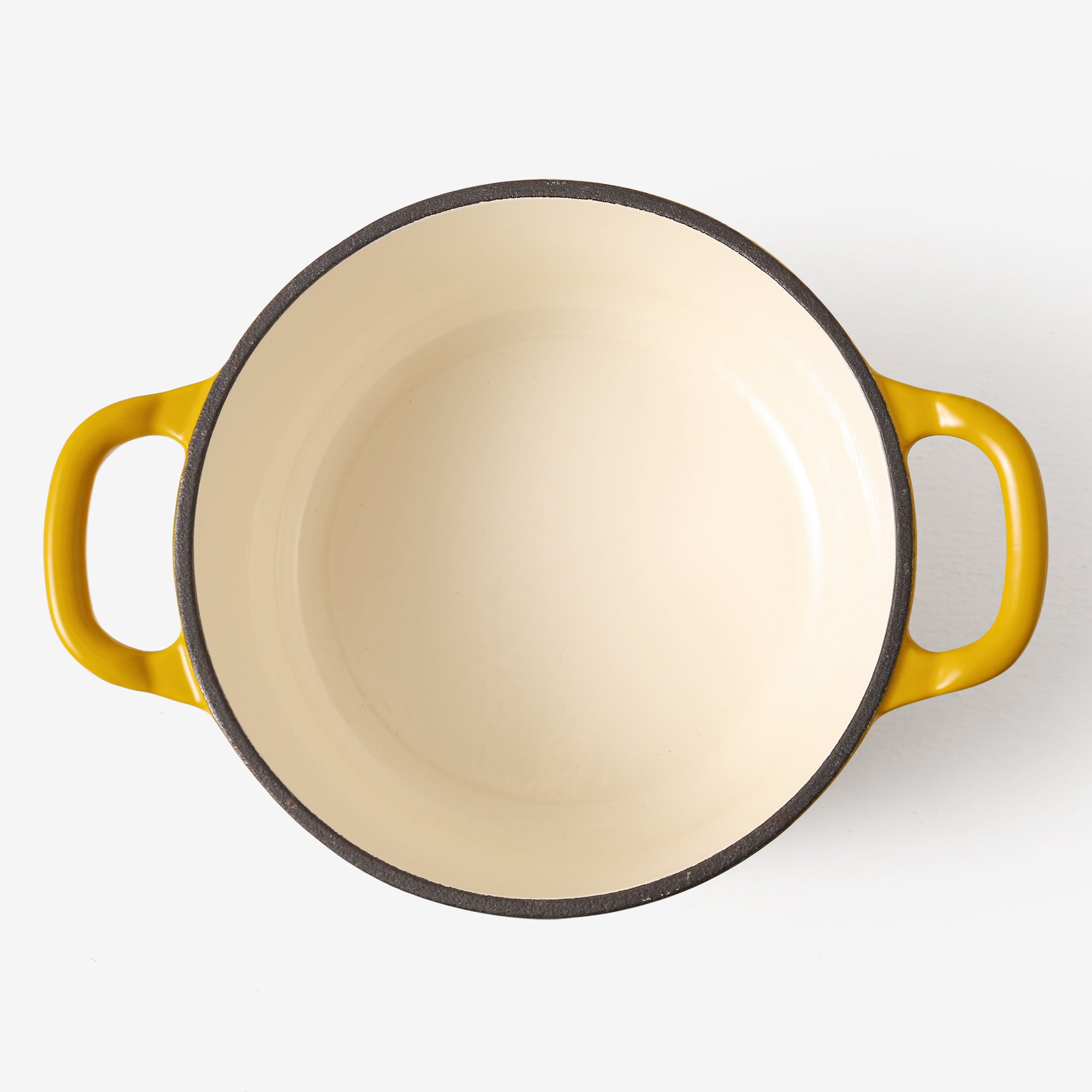 RJ Legend 1.9 Quart Cast Iron Pot, Enameled Cast Iron Pot, Dutch Oven Pot, Non-Stick, Round Braiser with Loop Handles, Mustard Yellow